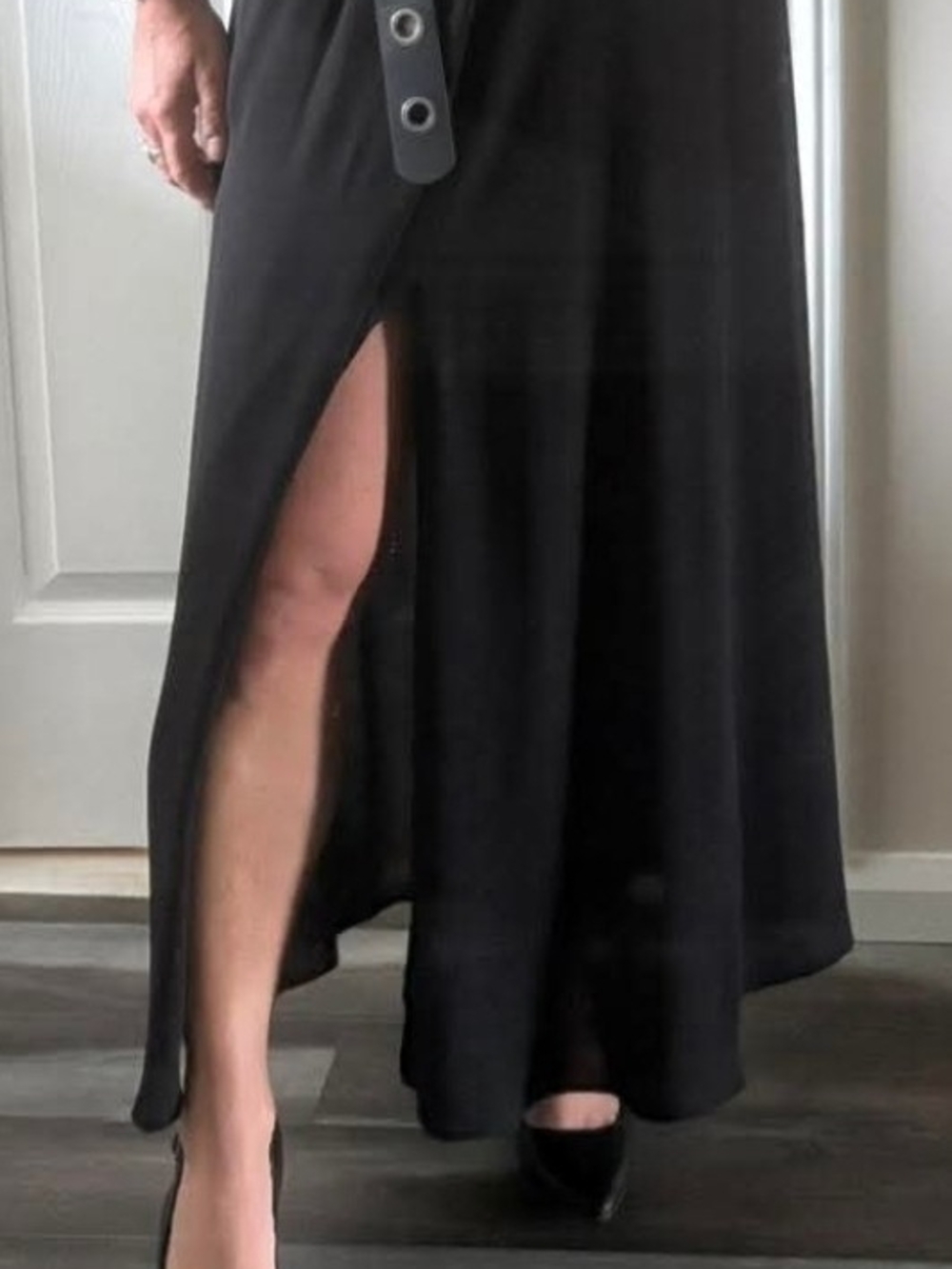 Elegant Black Maxi Wrap Skirt with Side Slit